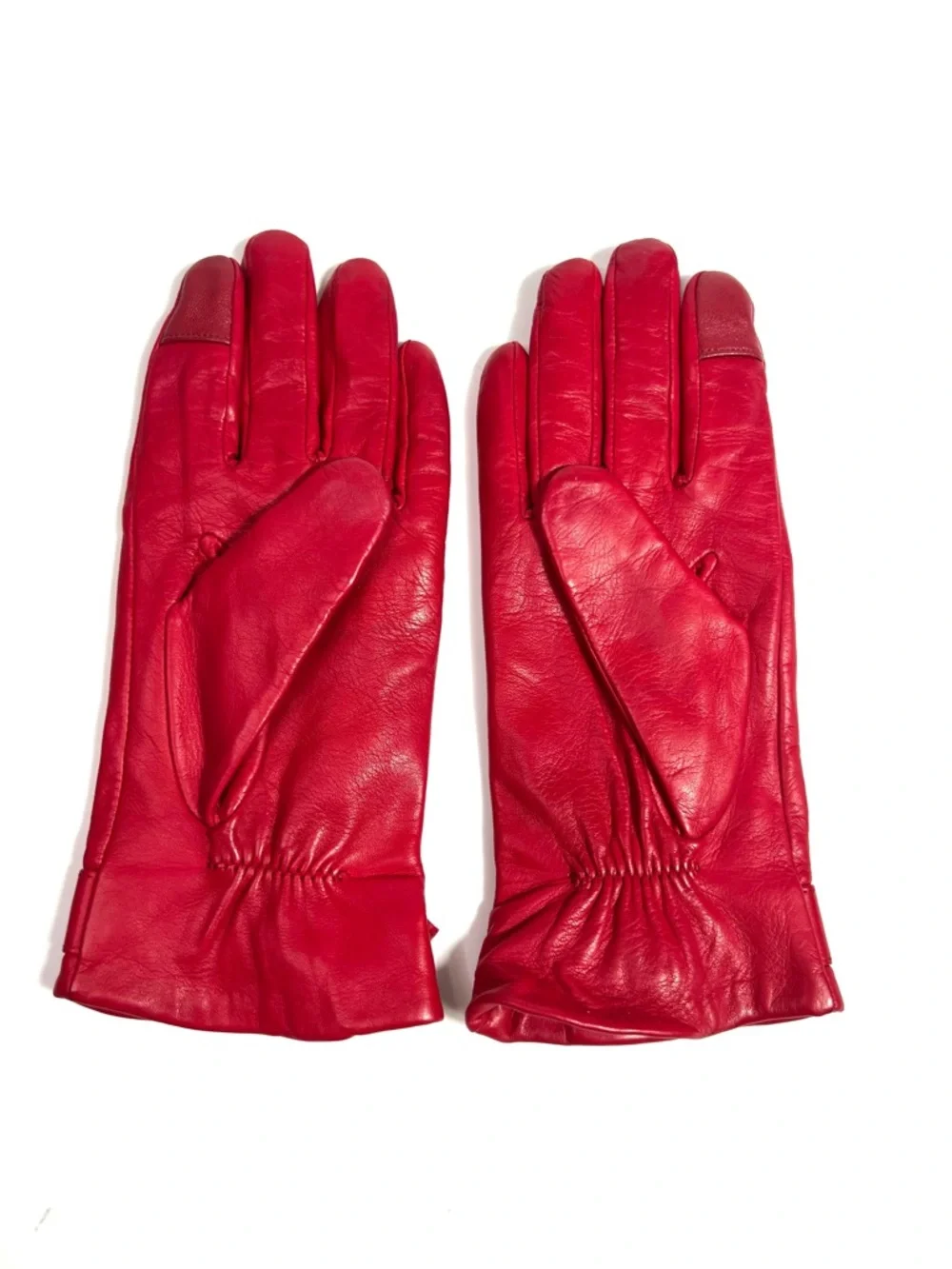 Kate Spade Leather Flower Buckle Tech Gloves Red Size Large - Picture 3 of 10